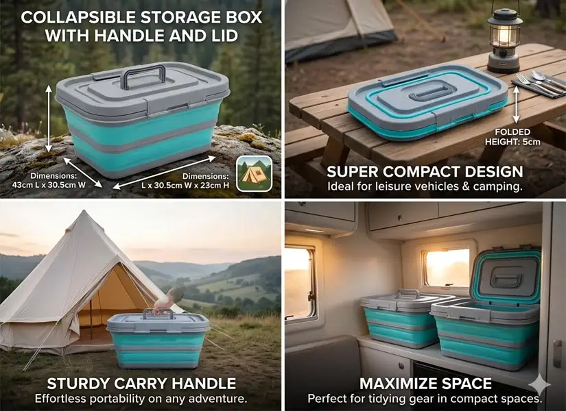Collapsible Camper Van Storage Box with Handles