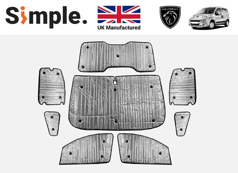 Peugeot Bipper Tepee 2009-2015 Thermal Window Blinds Set