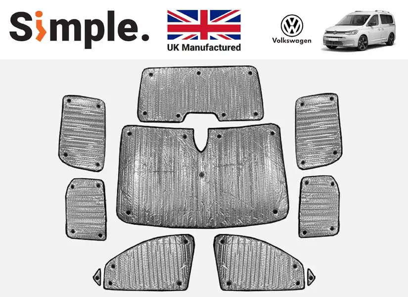 VW Caddy Life 2021-present Thermal Window Blinds Set